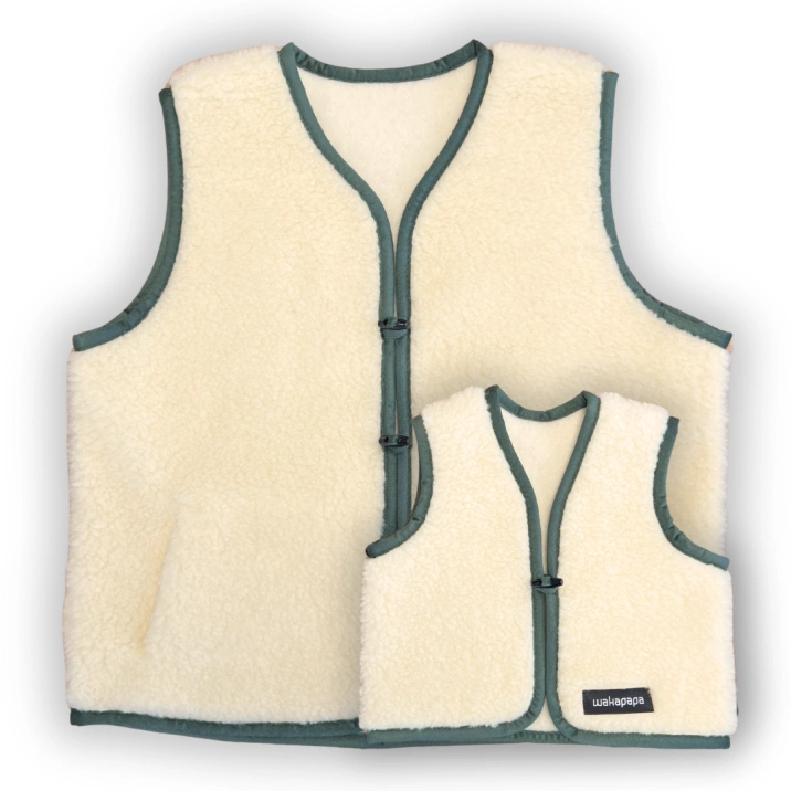 Merino Weste Teddyfleece Unisex "Smeralda" Dunkelgrün