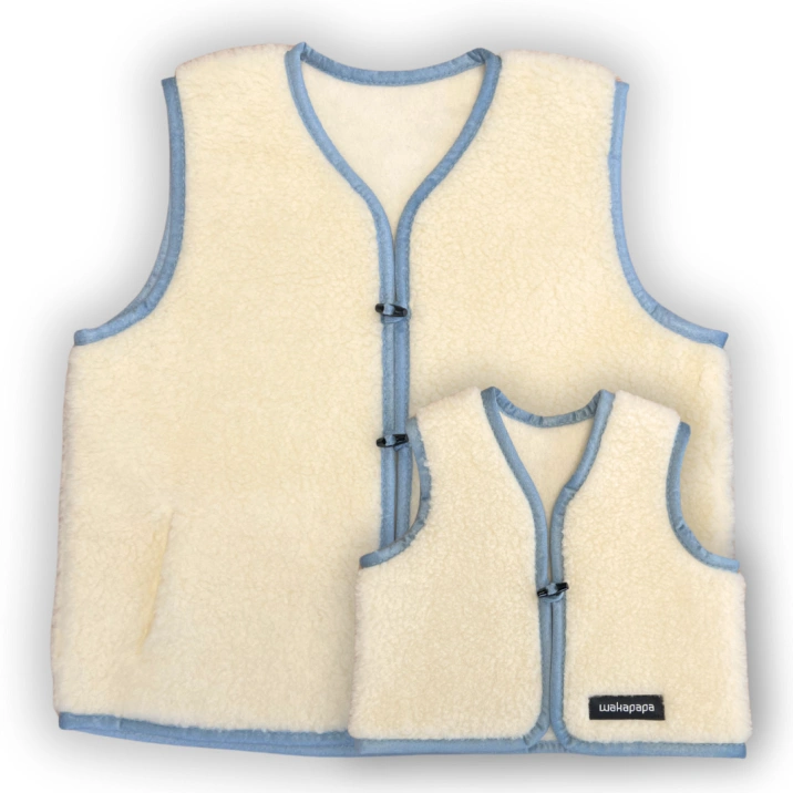 Merino Weste Teddyfleece Unisex "Marina" Hellblau