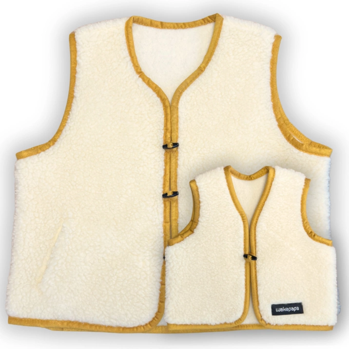 Merino Weste Teddyfleece Unisex "Sole" Gelb