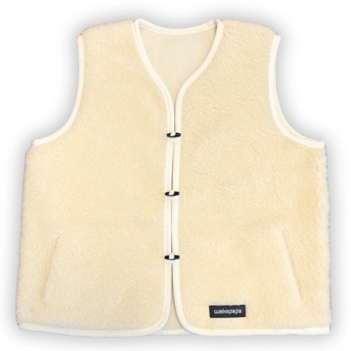 Merino Weste Teddyfleece Unisex "Eleganza" Naturweiß