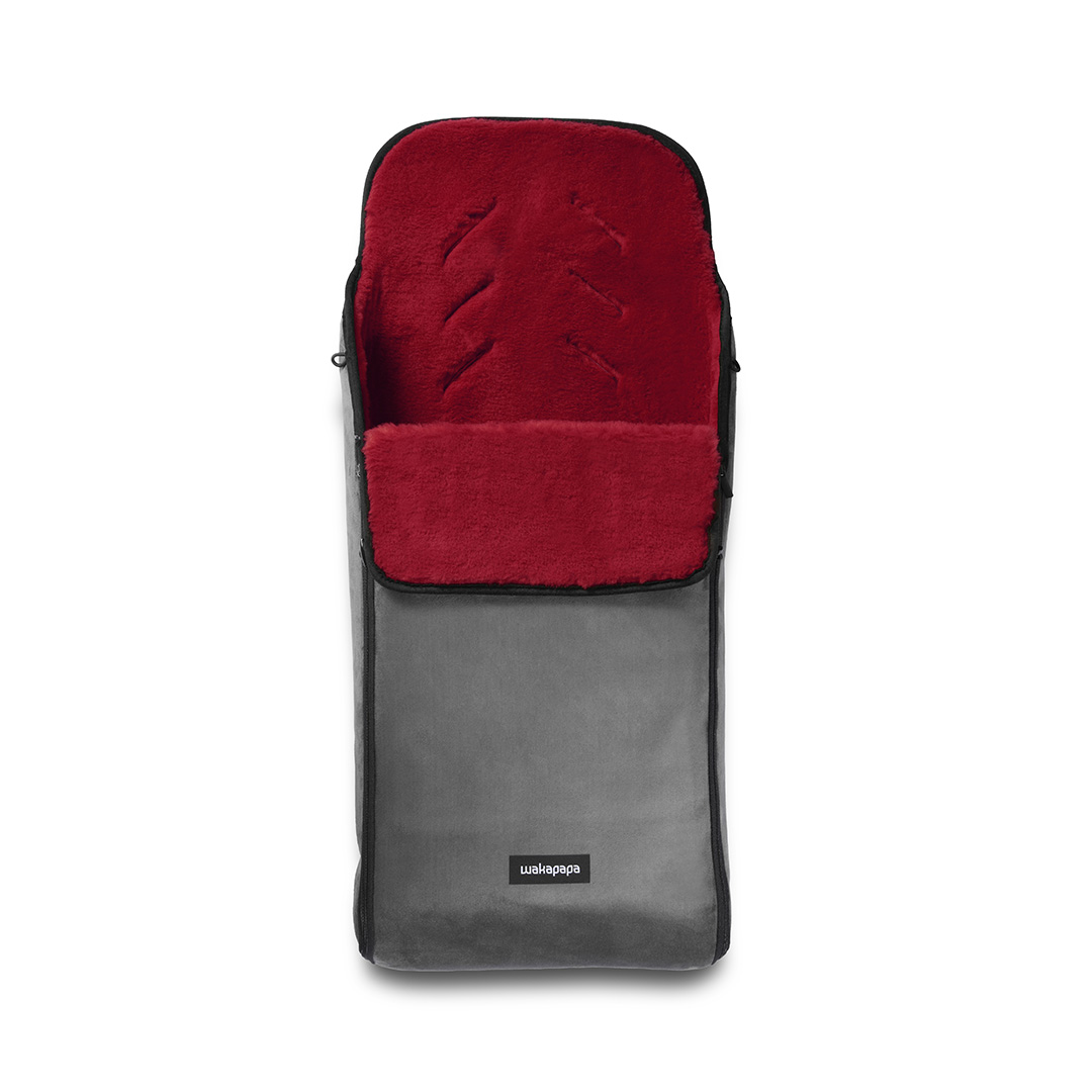 Merino Fußsack "Grigio/Rosso" - Grau/Rot