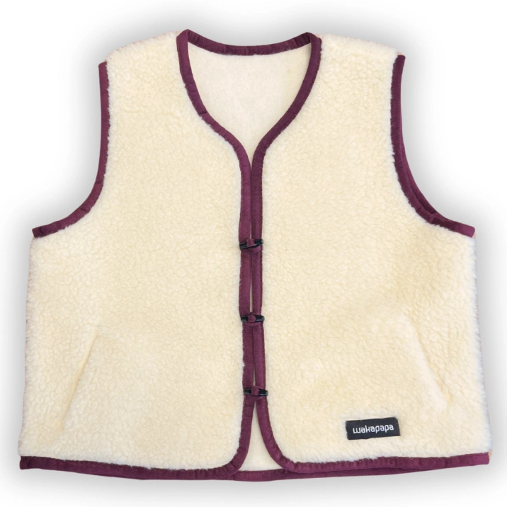 Merino Weste Teddyfleece Unisex "Burgundy" Dunkelrot