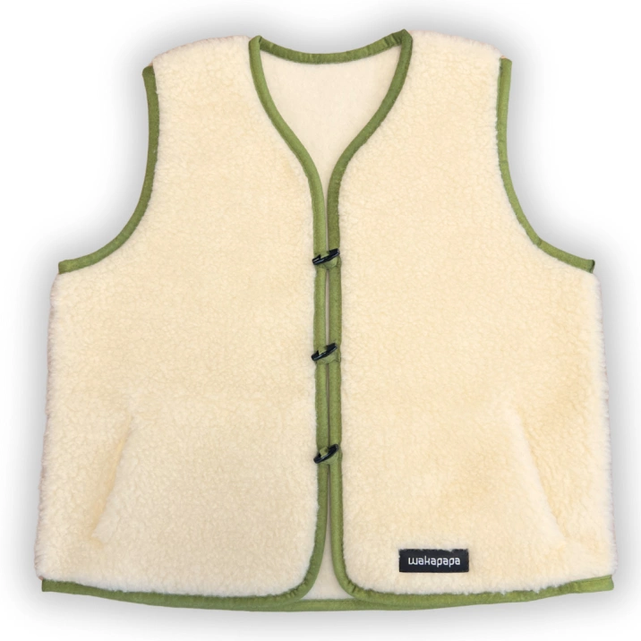 Merino Weste Teddyfleece Unisex "Verde" Hellgrün