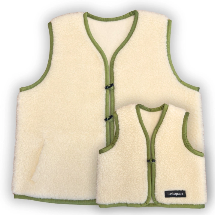 Merino Weste Teddyfleece Unisex "Verde" Hellgrün