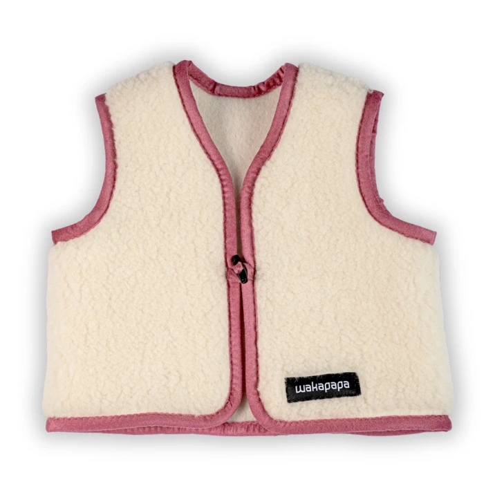Merino Kinderweste Teddyfleece "Fiorina" Rosa