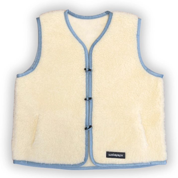 Merino Weste Teddyfleece Unisex "Marina" Hellblau