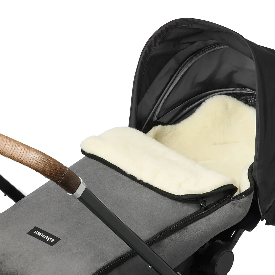 Merino Fußsack "Grigio/Eleganza" - Grau/Nautrweiß