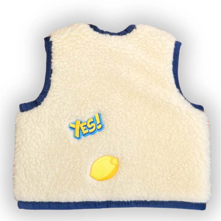 Merino Kinderweste "Denim & Patches"