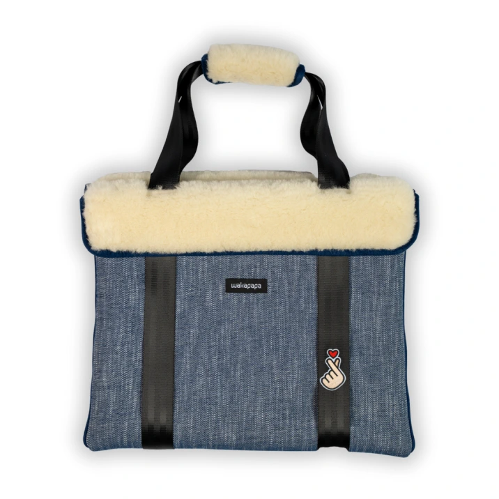 Merino Wickeltasche "Denim Patch"