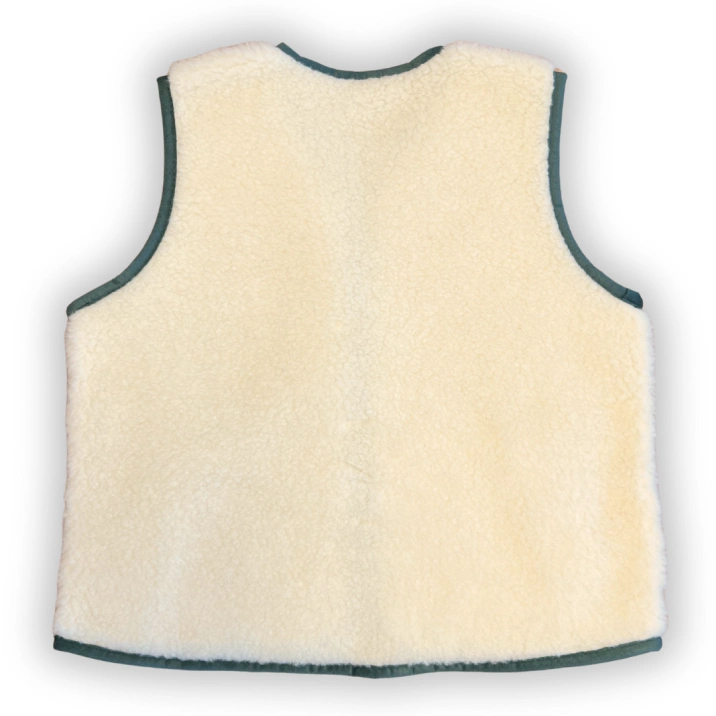 Merino Weste Teddyfleece Unisex "Smeralda" Dunkelgrün