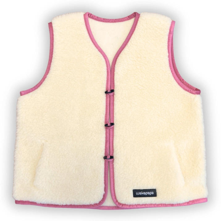 Merino Weste Teddyfleece Unisex "Fiorina" Rosa