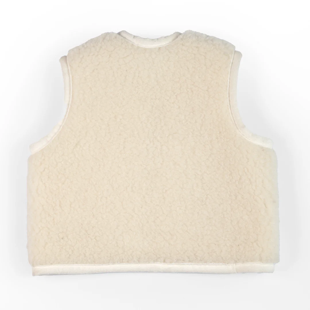 Merino Kinderweste Teddyfleece "Eleganza" Naturweiß