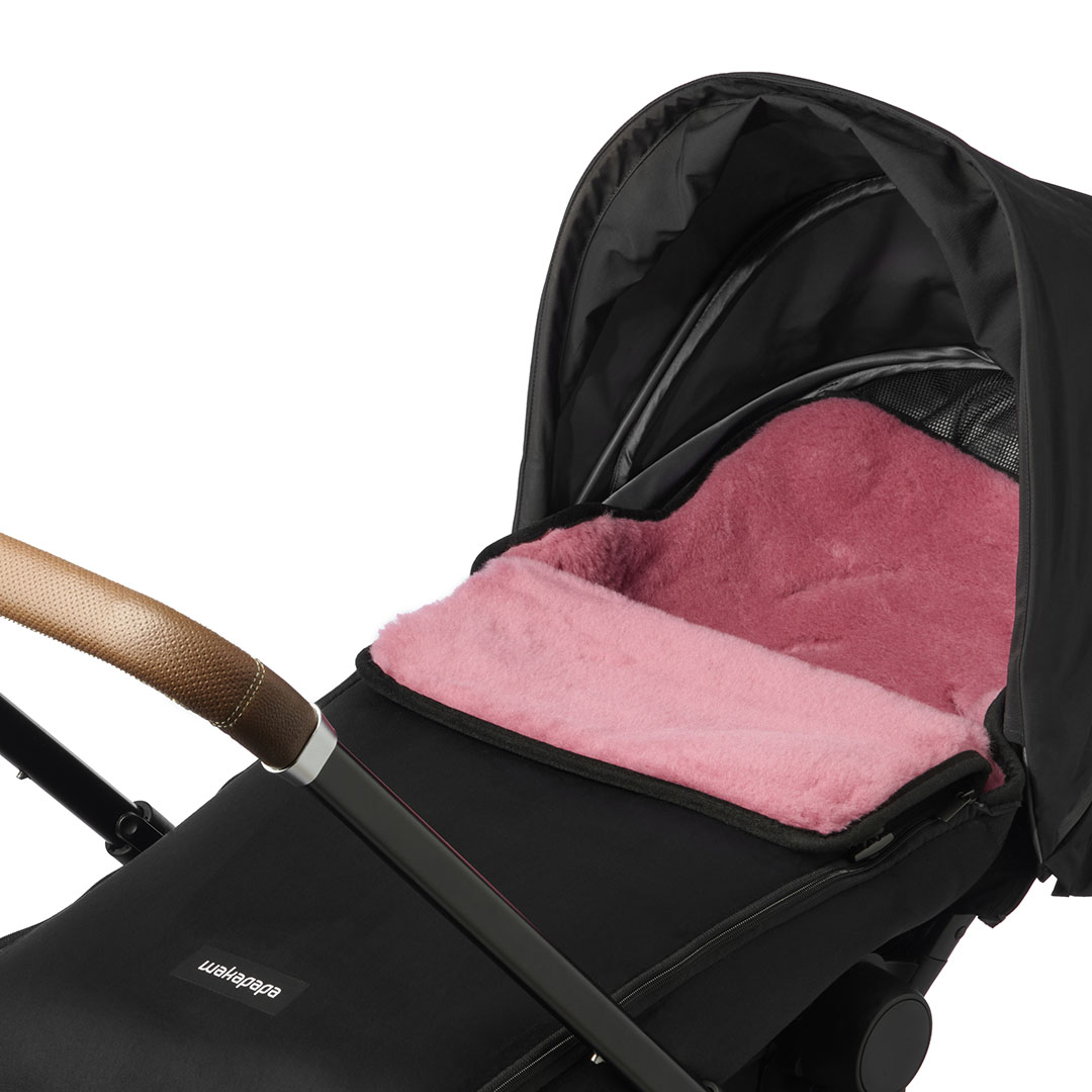 Merino Fußsack "Nero/Fiorina" - Schwarz/Rosa 2.0