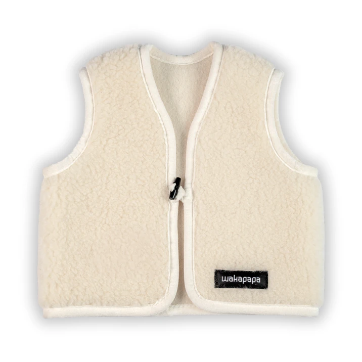 Merino Kinderweste Teddyfleece "Eleganza" Naturweiß