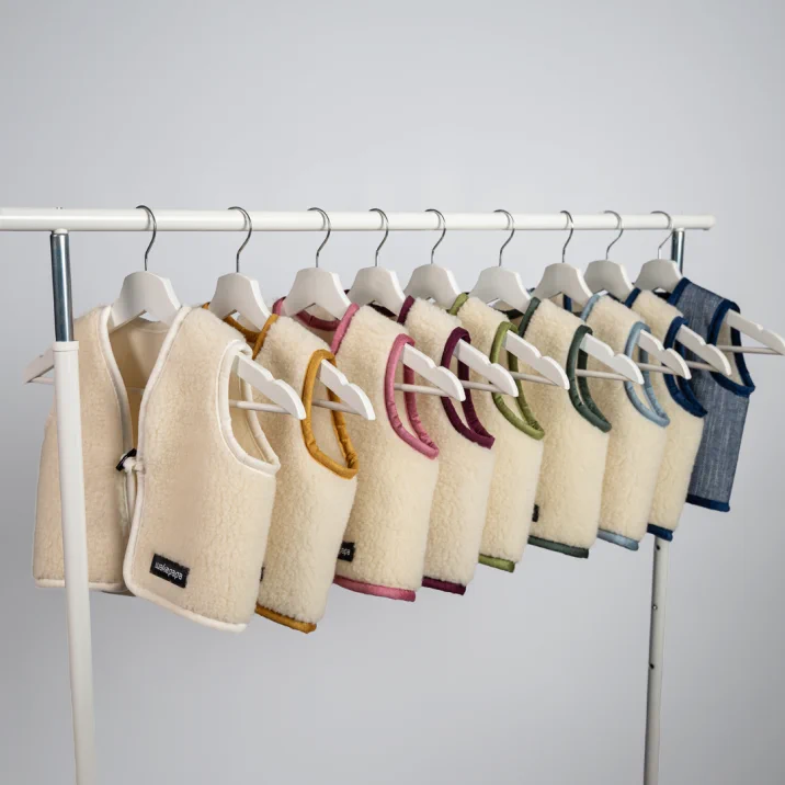 Merino Kinderweste Teddyfleece "Eleganza" Naturweiß