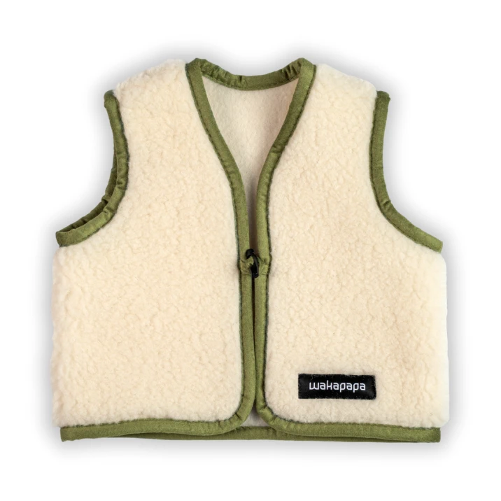 Merino Kinderweste Teddyfleece "Verde" Hellgrün