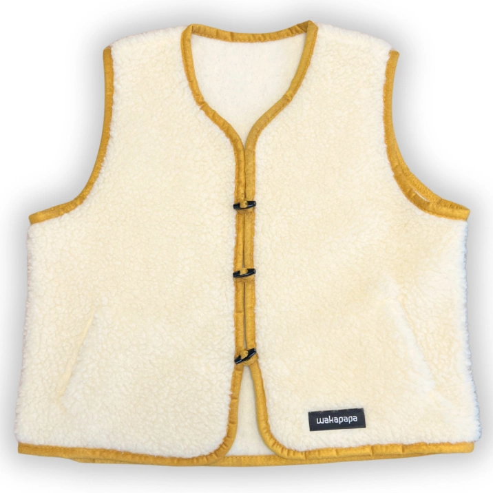 Merino Weste Teddyfleece Unisex "Sole" Gelb