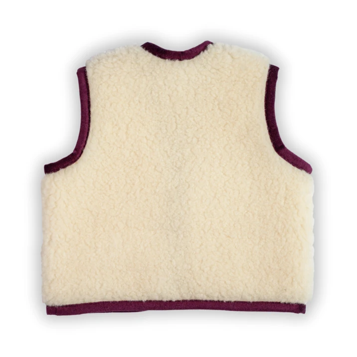Merino Kinderweste Teddyfleece "Burgundy" Dunkelrot