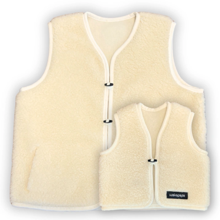 Merino Weste Teddyfleece Unisex "Eleganza" Naturweiß