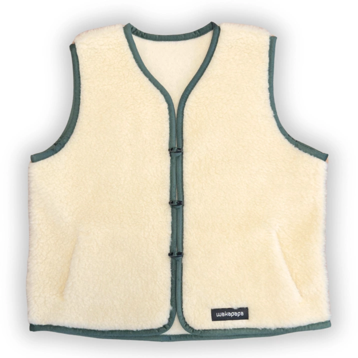 Merino Weste Teddyfleece Unisex "Smeralda" Dunkelgrün