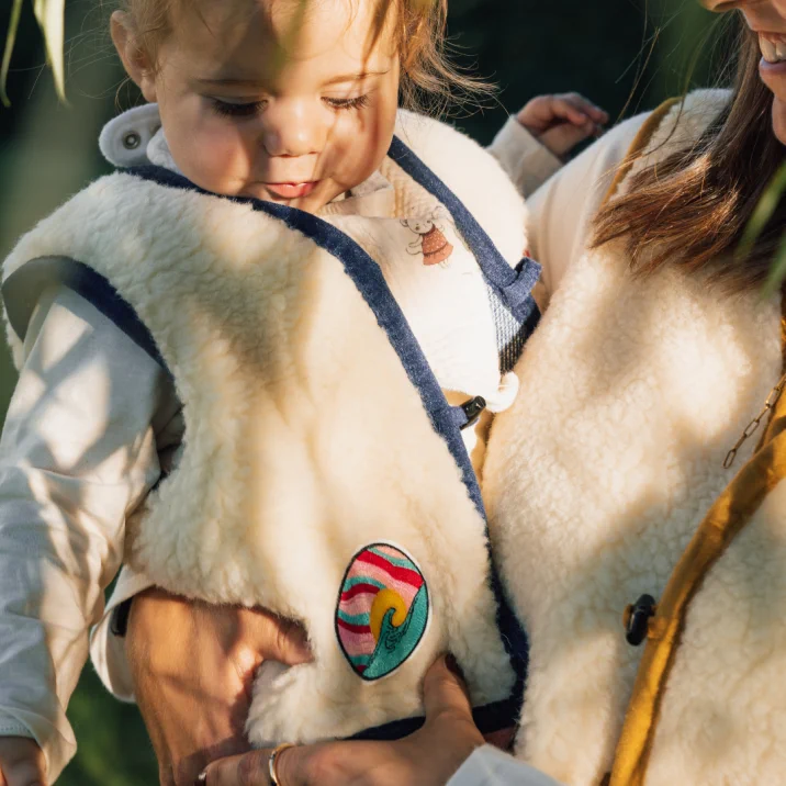 Merino Kinderweste "Denim & Patches"