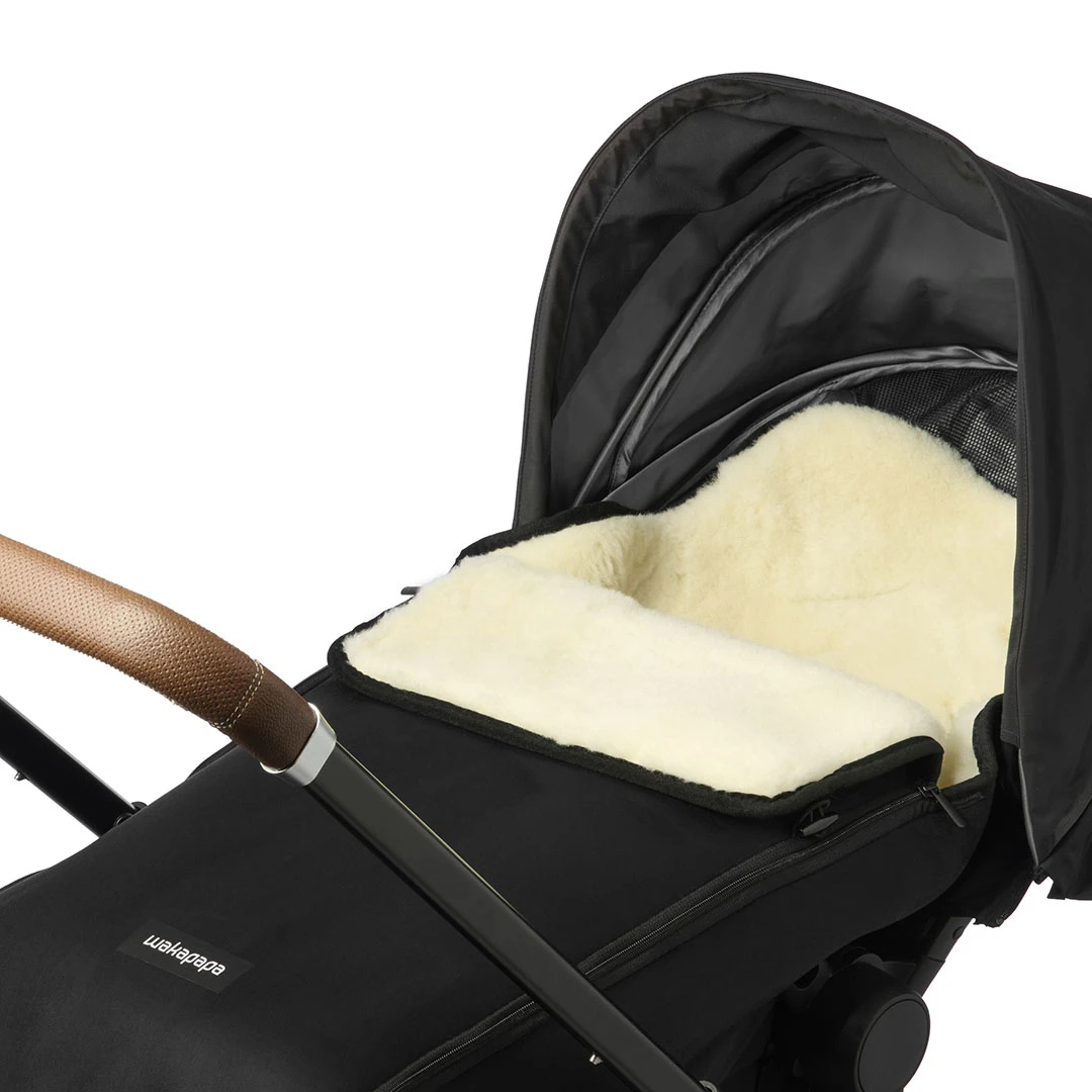 Merino Fußsack "Nero/Eleganza" - Schwarz/Naturweiß