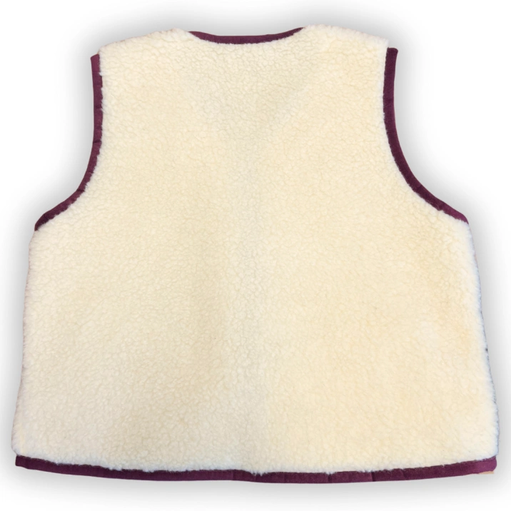 Merino Weste Teddyfleece Unisex "Burgundy" Dunkelrot