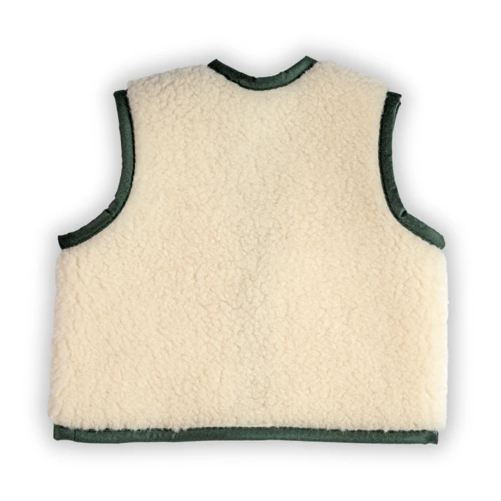 Merino Kinderweste Teddyfleece "Smeralda" Dunkelgrün