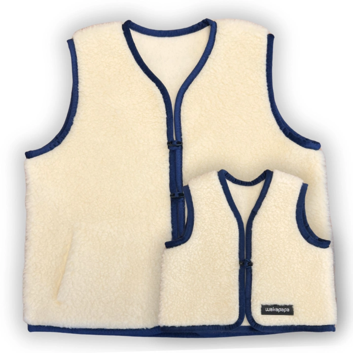 Merino Weste Teddyfleece Unisex "Notte" Dunkelblau