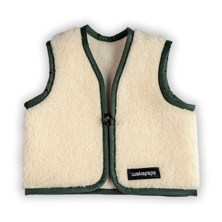 Merino Kinderweste Teddyfleece "Smeralda" Dunkelgrün