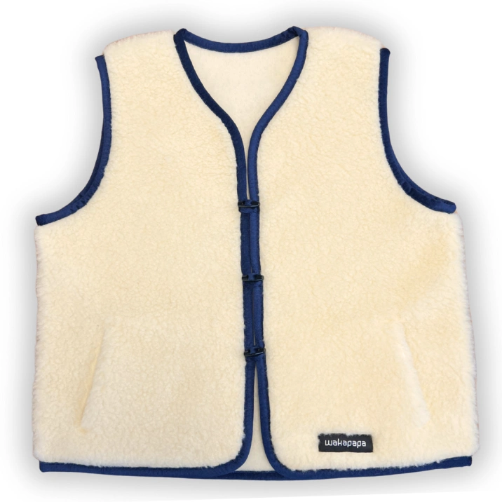 Merino Weste Teddyfleece Unisex "Notte" Dunkelblau