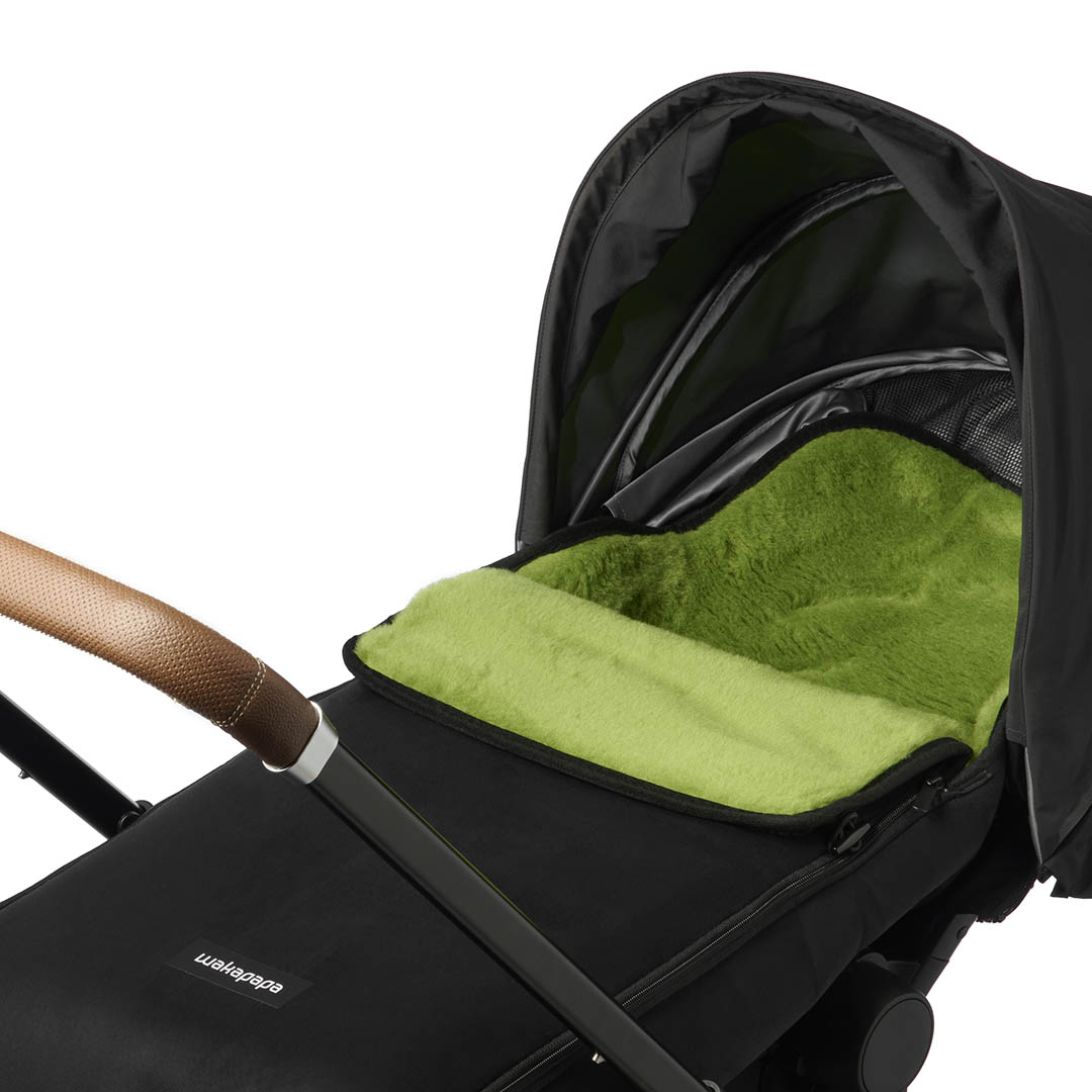 Merino Fußsack "Nero/Verde" - Schwarz/Hellgrün 2.0