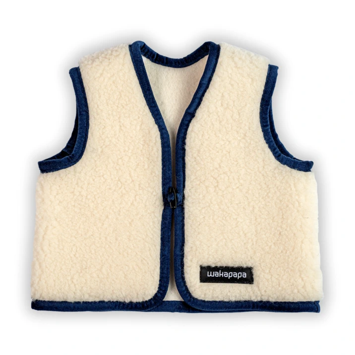 Merino Kinderweste Teddyfleece "Notte" Dunkelblau
