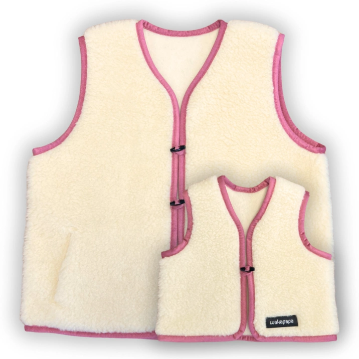 Merino Weste Teddyfleece Unisex "Fiorina" Rosa